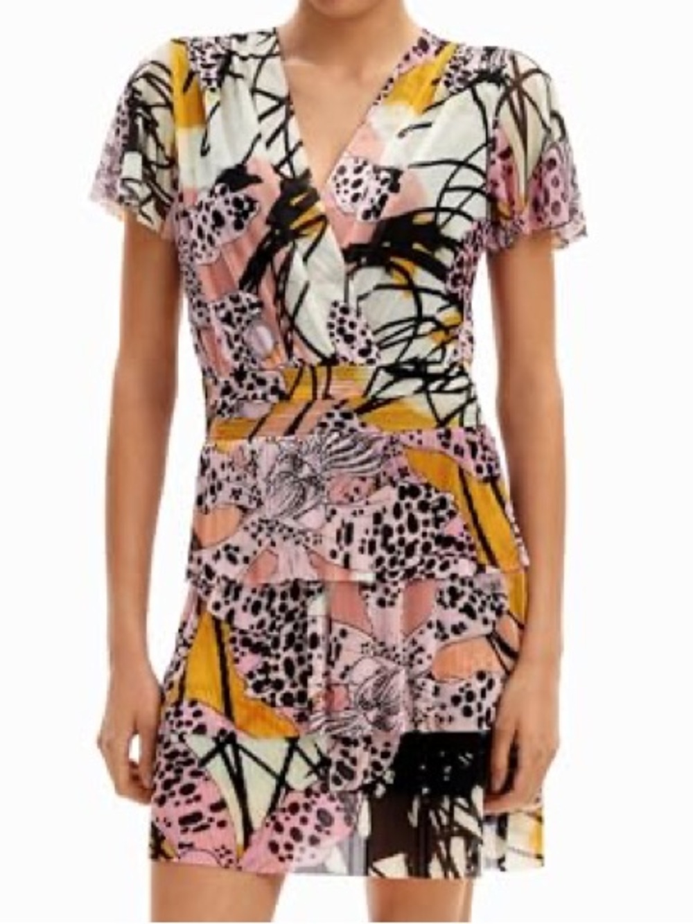 Desigual Pink and Orange Floral Mini Dress size XL